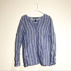 Lauren Ralph Lauren Blue Striped linen Tunic 1X